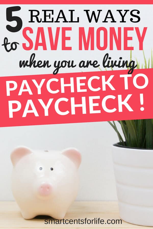 Saving money when you are living paycheck to paycheck can be difficult. Check out these 5 easy ways to save money and stop living paycheck to paycheck! How to pay off debt, money saving tips, budgeting, budget #moneysavingtips #money #finance #personalfinance #savingmoney