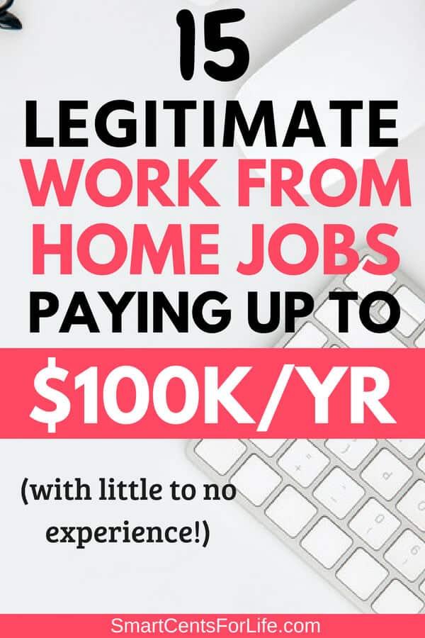 Check out this list of legitimate work at home jobs you can start today! With little to no experience and no college degree needed. These highest paying work at home jobs are perfect for anyone looking to change careers, stay at home moms, college students, etc. Real jobs to earn money working full time or part time from home!