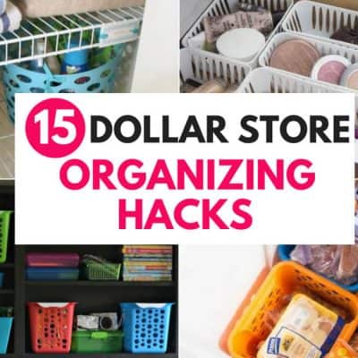 Check out these 15 dollar store organizing hacks to organize your whole house on a budget! Organize your kitchen, bathroom, closet, pantry, laundry and more for cheap! Inexpensive DIY projects and ideas to declutter and organize everything at home!