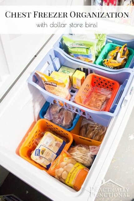 Dollar store chest freezer organization