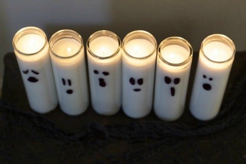 Dollar Store Halloween Decorations - Ghost Candles