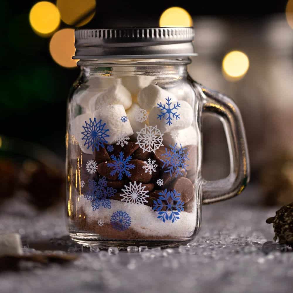 Mason Jar Hot Chocolate on a table